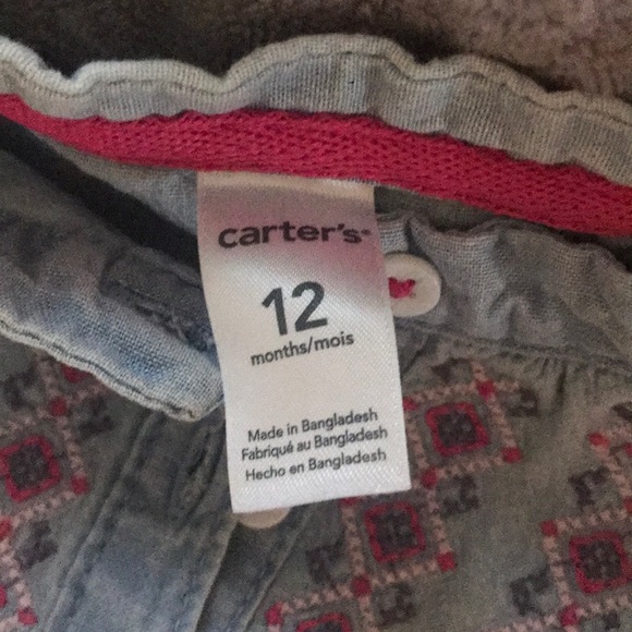 Baby jean romper, with pink detail. - Picture 4 of 4